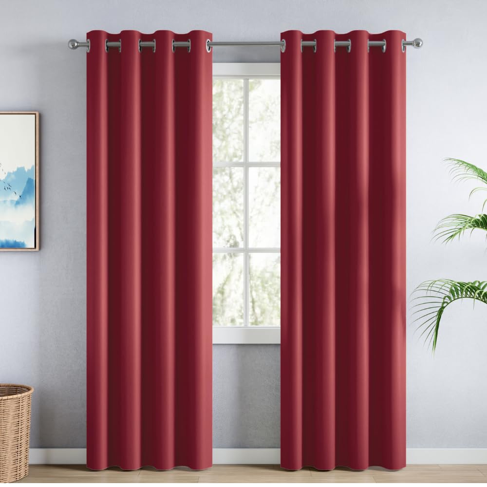 haus & kinder Solid Blackout Door Curtains 7 Feet Long Pack of 2 Door Curtains, 7 Feet Curtains for Door, 100% Room Darkening (C