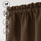 Hiasan Valance Curtains Blackout Solid Rod Pocket Valances For Kitchen Windows, 52 X 18 Inches Length, Brown, 1 Panel