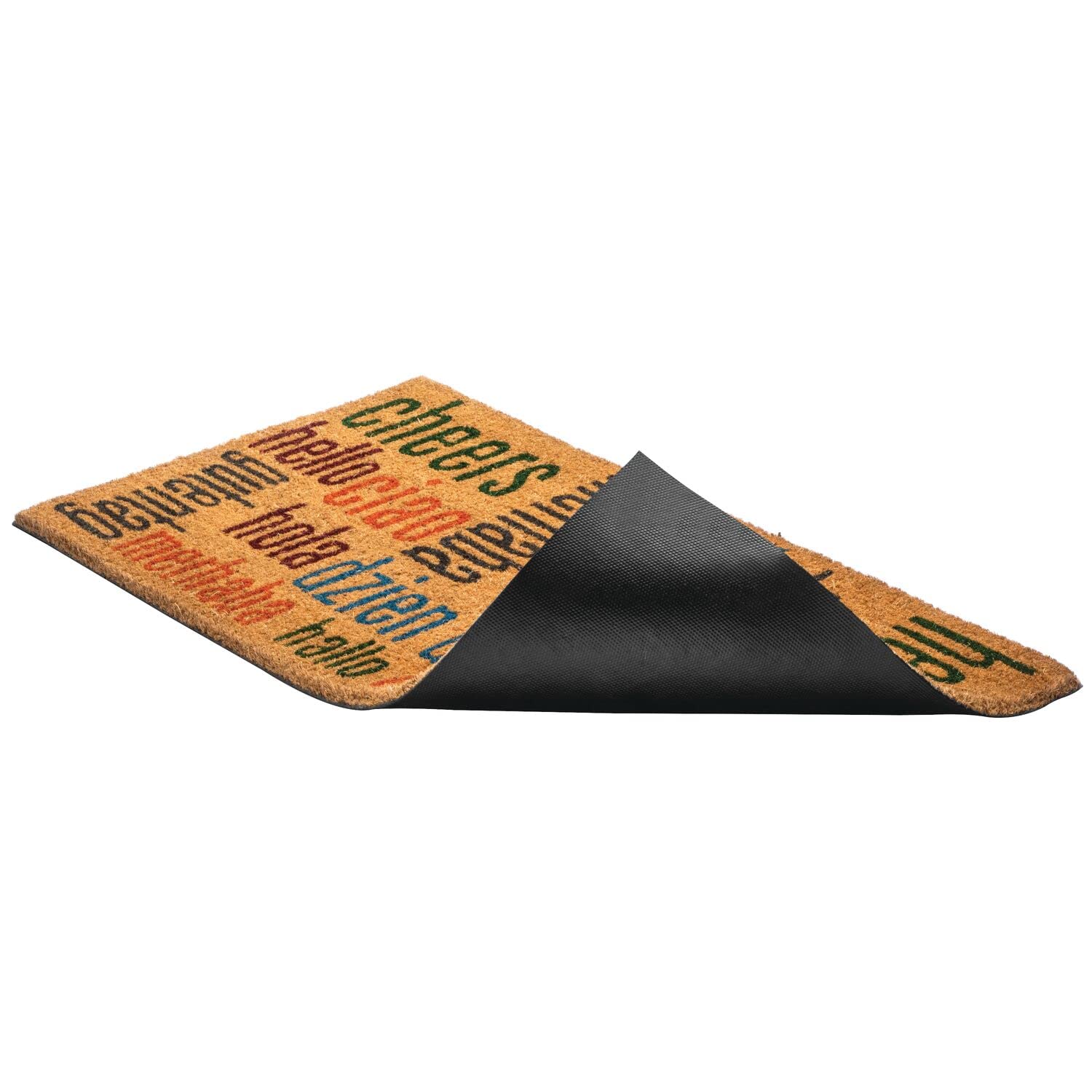 Notrax Multi-Lingual Hello, Vinyl-Backed Natural Coir Doormat, Entry Mat For Indoor Or Outdoor Use, 18'X30', C12 (C12S1830Hw)