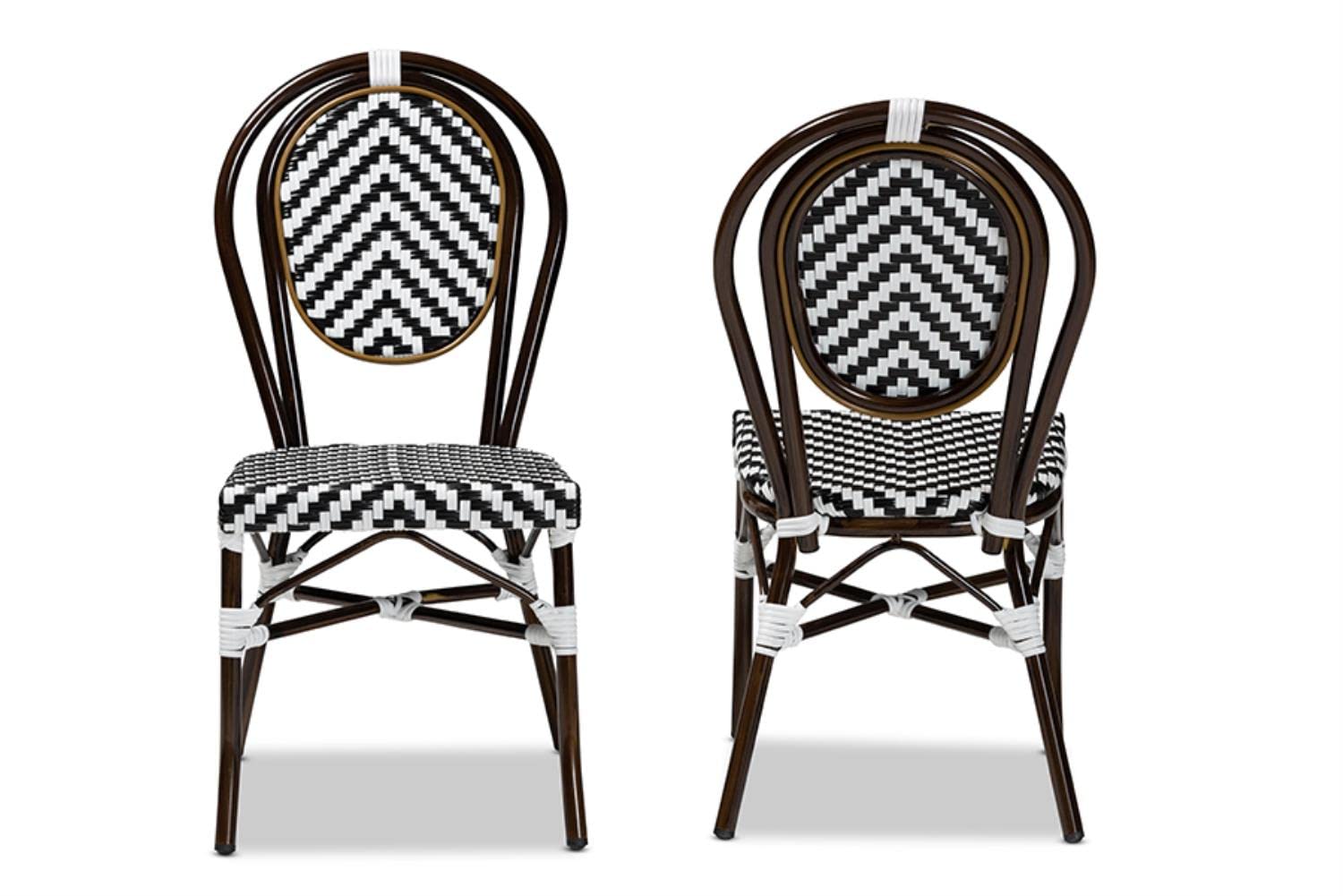 Alaire Weaving and Metal 2-Piece Outdoor Dining Chair Set