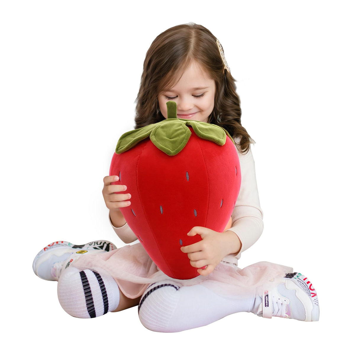 Cute Fruit Kids Pillow Stuffed Strawberry Plush Pillows Super Soft Girls Pillows Cushion Seat for Kids Toys (Red,19.6'/50cm) 1 