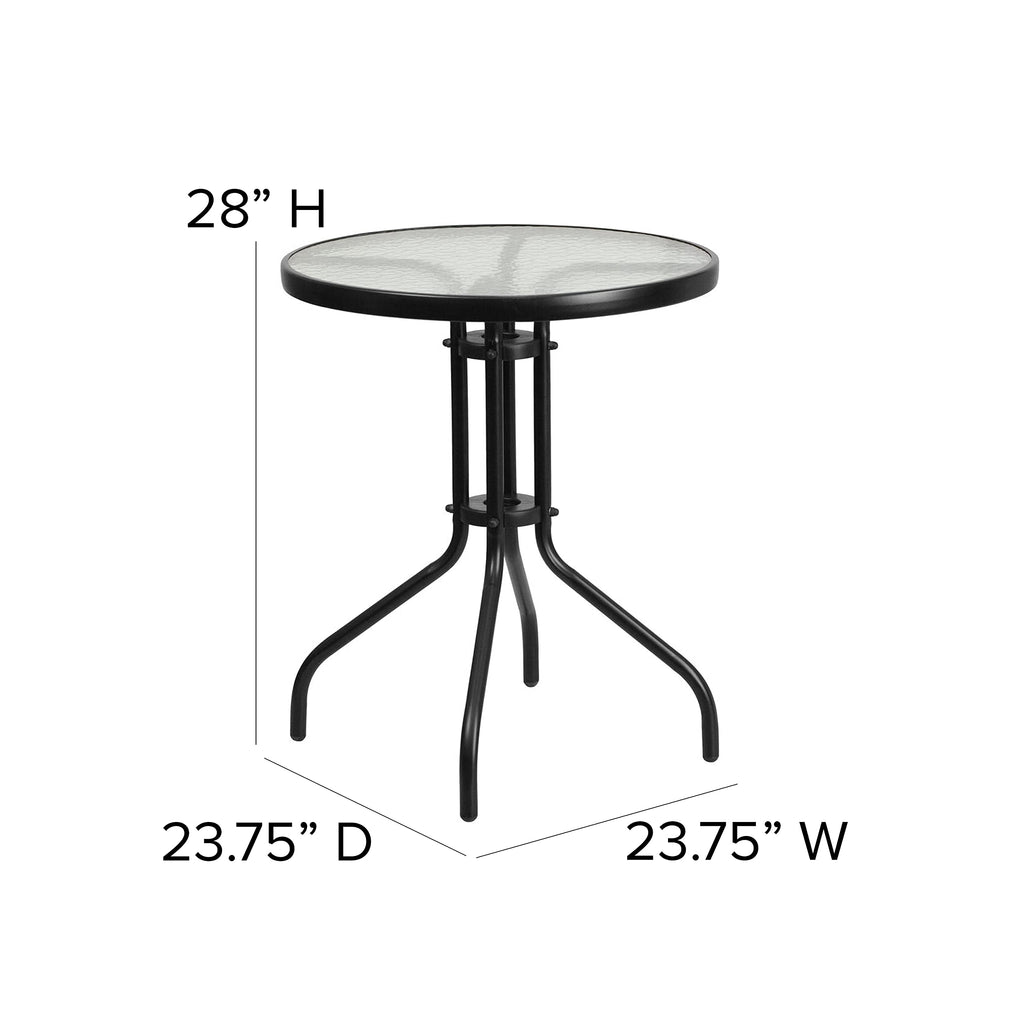 Flash Furniture TLH-071RD-037BK2-GG 23.75RD Black Patio Table Set, 23.75"