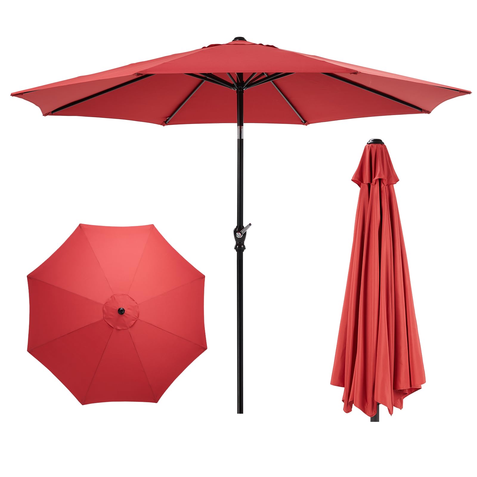 OLIXIS 9ft Patio Umbrella with Tilt and Crank Button & 8 Sturdy Ribs Waterproof, 9 feet Patio Table Umbrella Perfect for Poolsid
