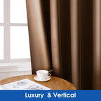 Homeideas 2 Panels Faux Silk Curtains Chocolate Blackout Curtains For Nursery 52 X 84 Inch Room Darkening Satin Curtains For Bed
