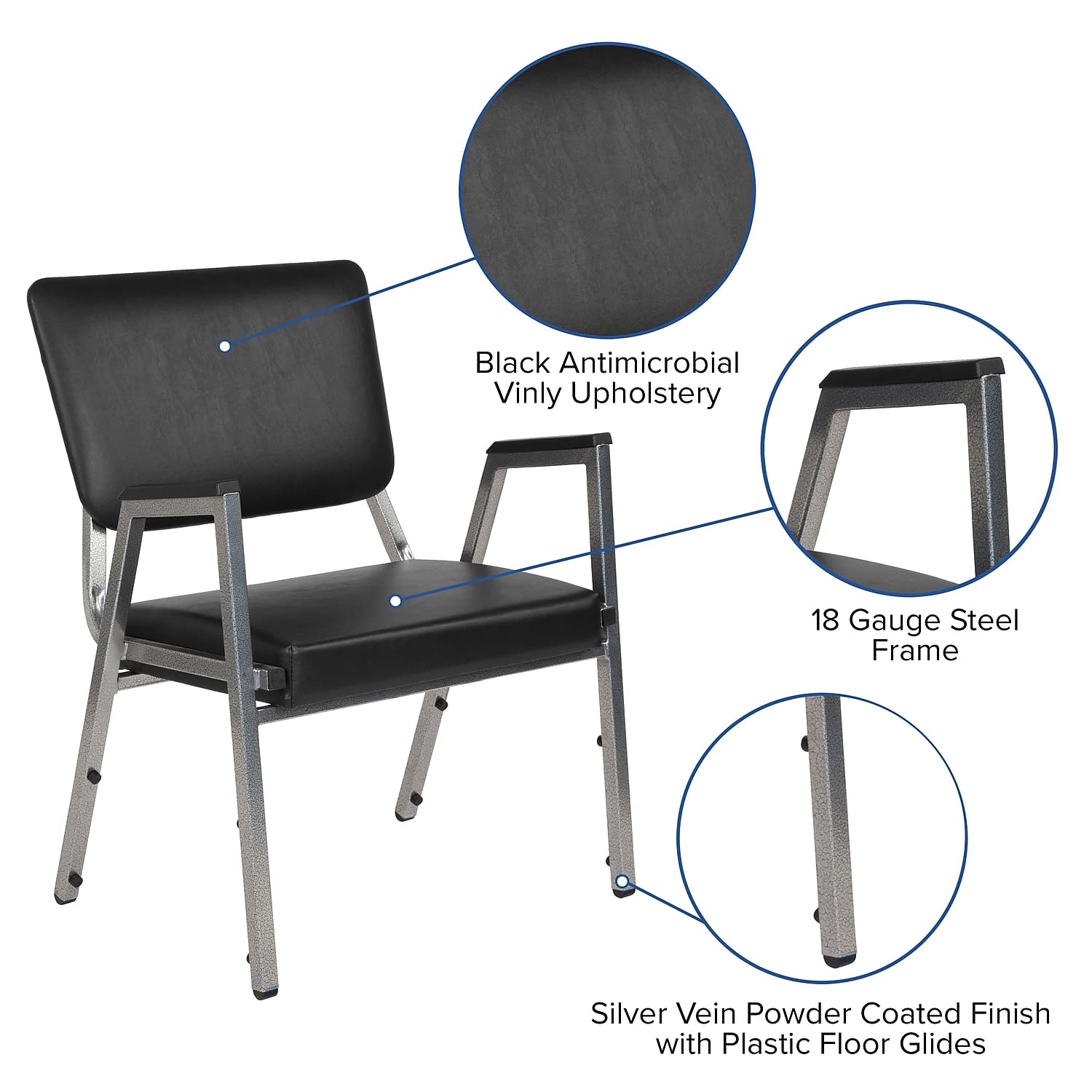 Flash Furniture Bariatric Chairs, 1 Pack, Black Vinyl