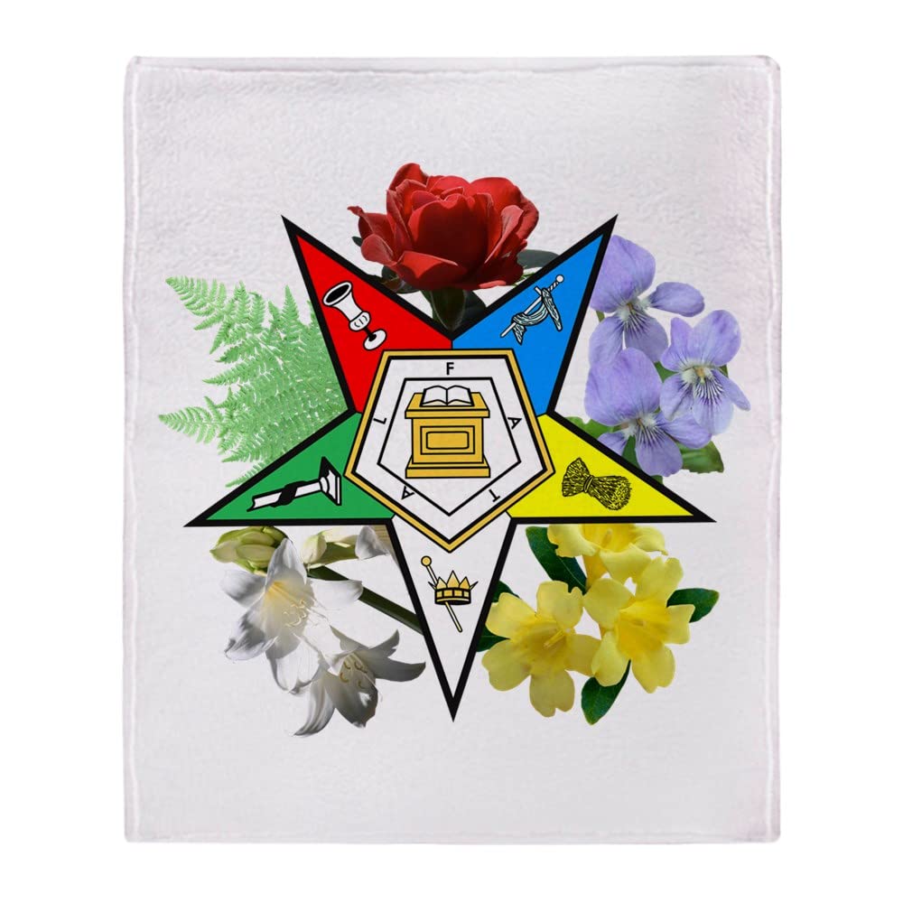 Cafepress Eastern Star Floral Emblems Throw Blanket Super Soft Fleece Plush Throw Blanket, 60'X50'