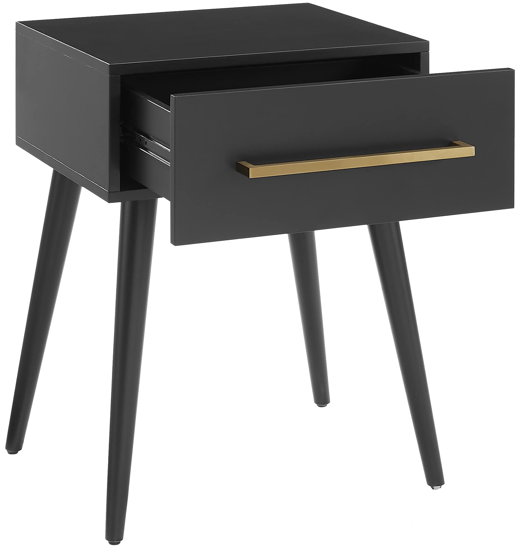 Crosley Furniture Everett Small Side End Table with Storage Drawer for Living Room, Matte Black