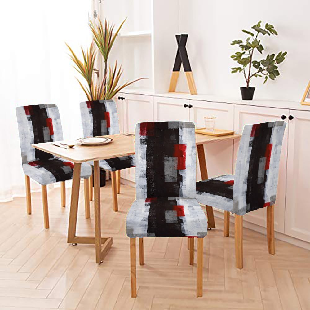 Capsceoll Grey Chair Covers Chair Seat Covers Set Of 4 Chair Seat Covers Removable Washable Parson Chair Covers For Dining Room Living Room Kitchen