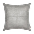 Brawarm Gray Leather Throw Pillow 18 X 18 Inches, Faux Leather Pillow Cover With Piping, Hand Stitched Leather Decorative Throw