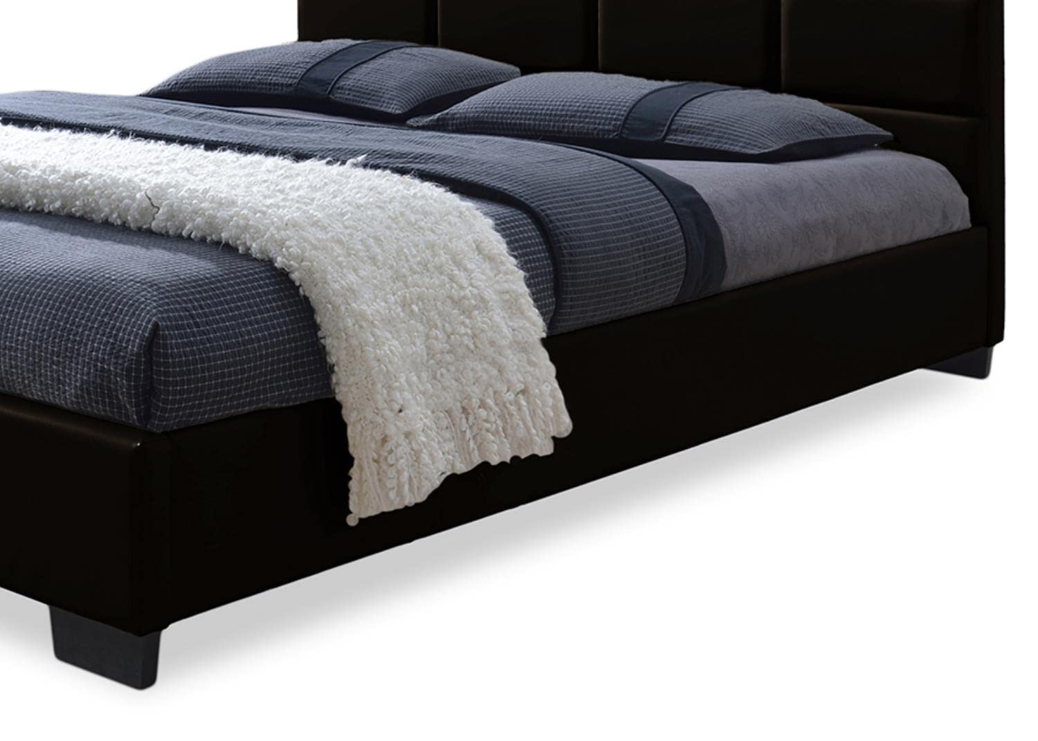 Baxton Studio Vivaldi Modern and Contemporary Dark Brown Faux Leather Padded Platform Base Full Size Bed Frame