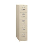 HON 5 Drawer Vertical File Cabinet with Lock, Metal Filing Cabinets With 5 Drawer Letter File For Offices, Hanging Files, and Vertical Letters, 26.5" Deep, Putty