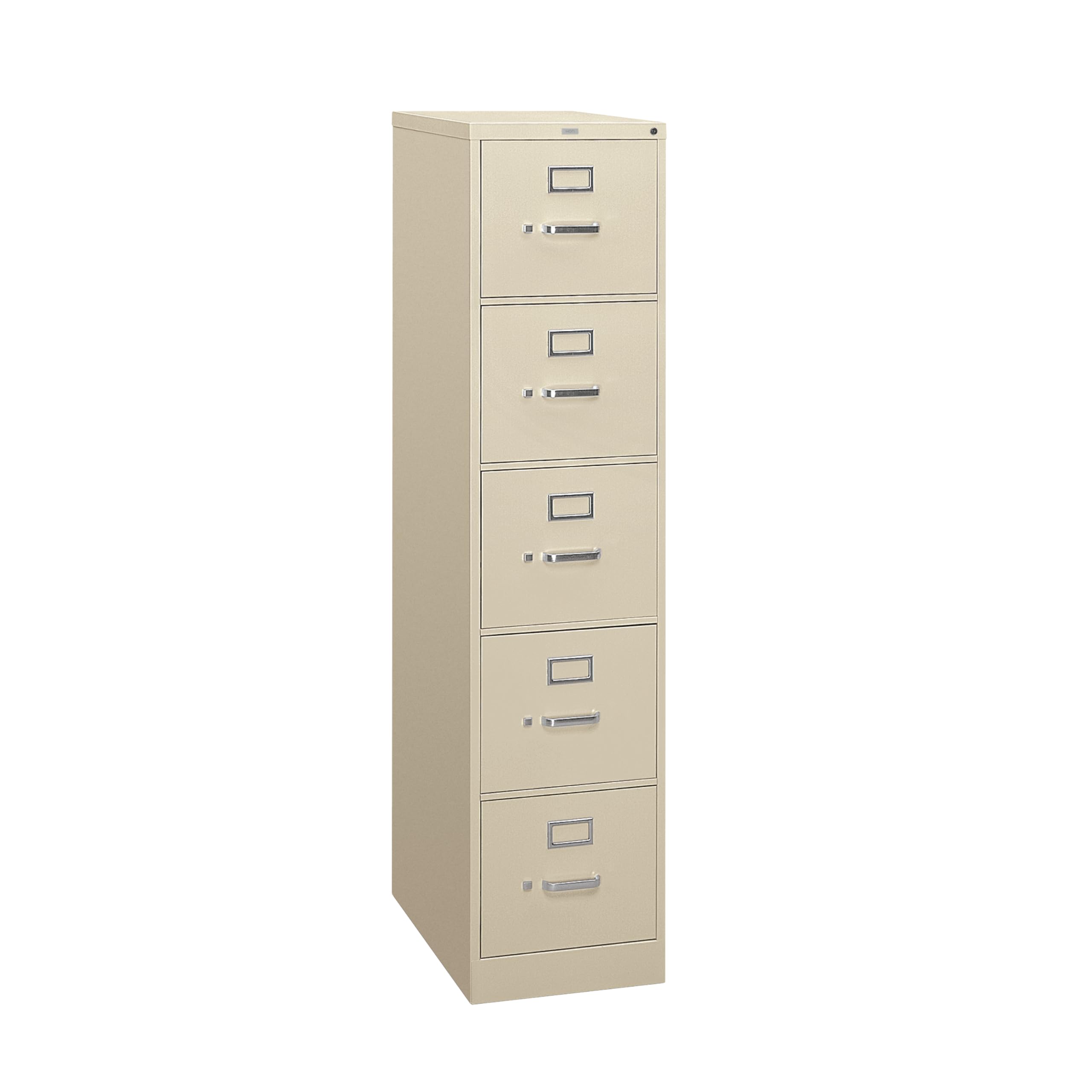 HON 5 Drawer Vertical File Cabinet with Lock, Metal Filing Cabinets With 5 Drawer Letter File For Offices, Hanging Files, and Vertical Letters, 26.5" Deep, Putty