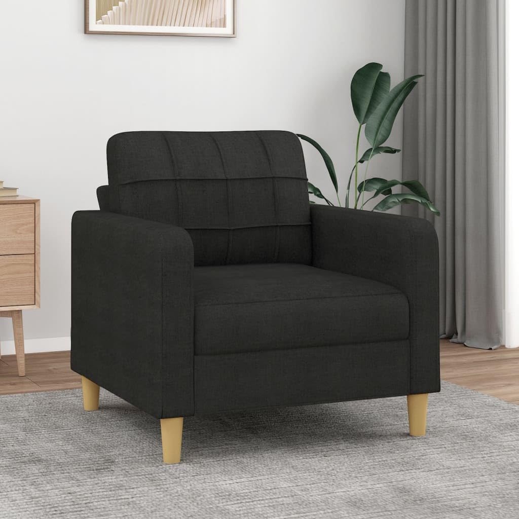 vidaXL Sofa Chair - Comfortable Seat with Thick Padding, Durable Metal Frame, Modern Black Fabric Furniture for Living Room, Bedroom, Office