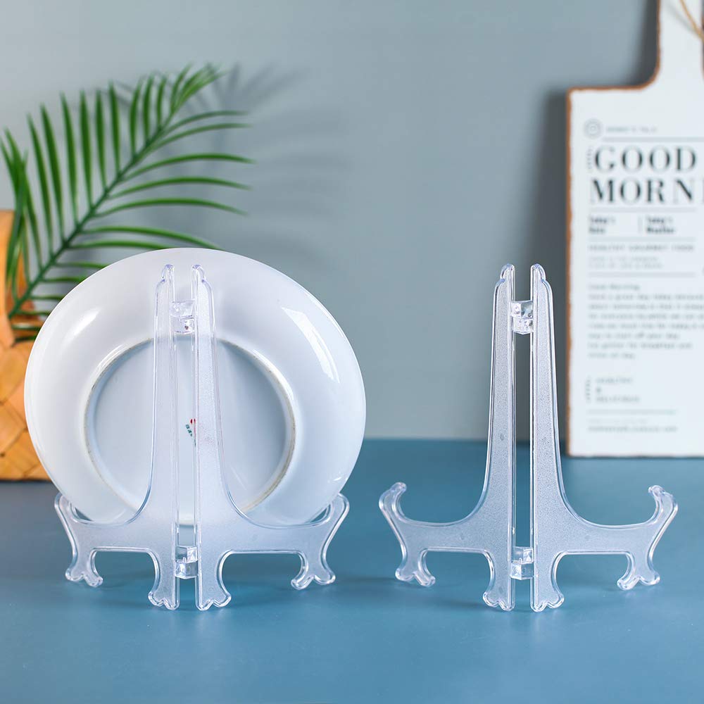 Artliving 9 Inch Clear Plastic Easels Or Stand/Plate Holders To Display Pictures Or Other Items At Weddings, Home Decoration, Bi
