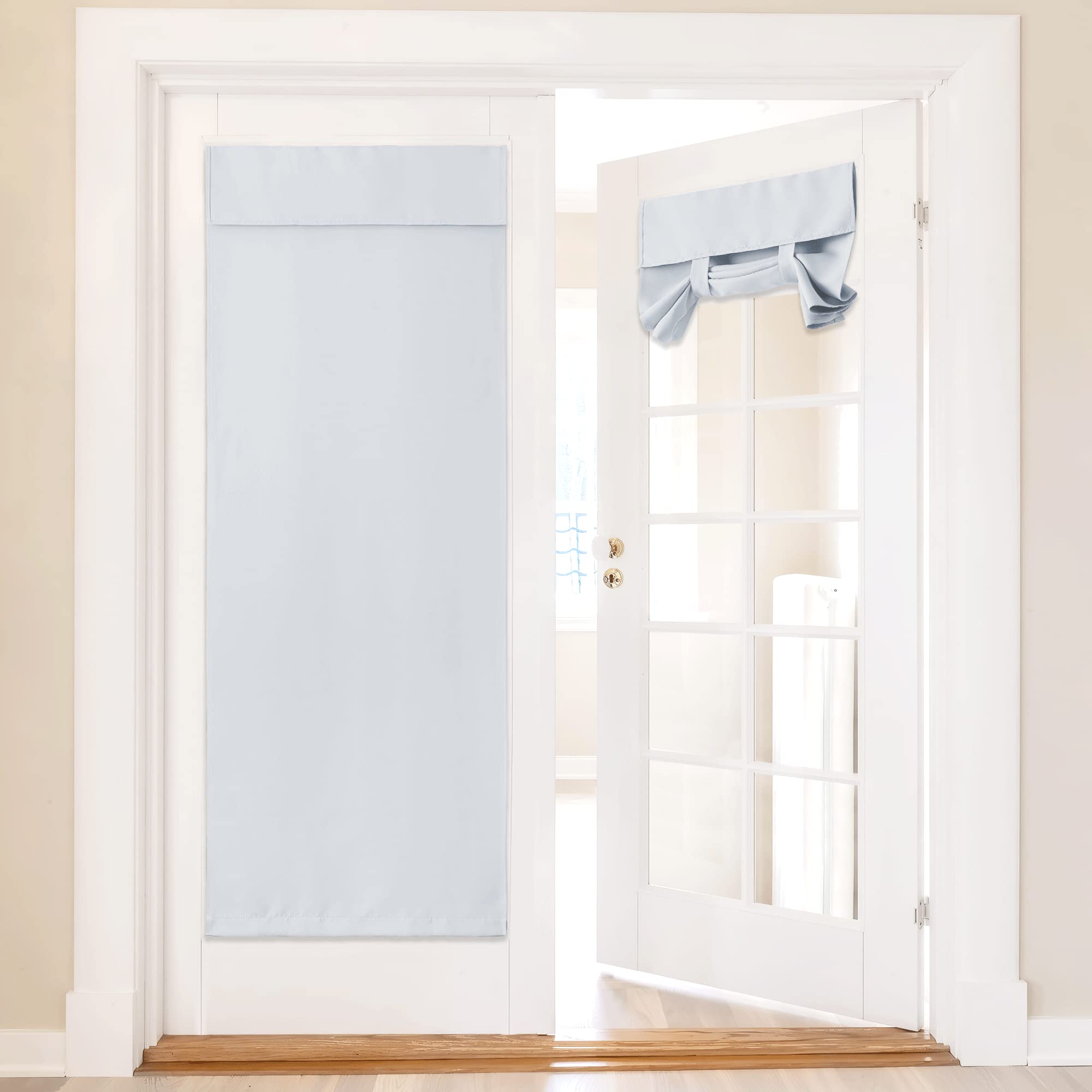 Nicetown Door Curtain, Farmhouse Thermal Insulated Tricia Door Window Curtain For Patio French Door Front Door Sidelight Curtain Tie Up Shade, W36 X L72 Inch, 1 Panel, Greyish White