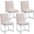 Hny Kitchen & Dining Room Chairs Set Of 4, Linen Fabric Mid Century Modern Dining Chairs, Upholstered Dining Chairs With Polishe