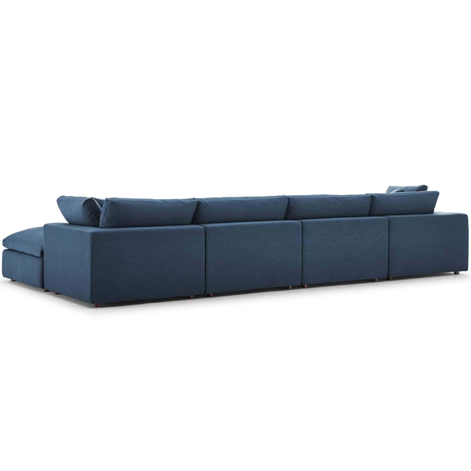 Modway Commix Down Filled Overstuffed 5 Piece Sectional Sofa Set, Seating For 4-Ottoman, Gray