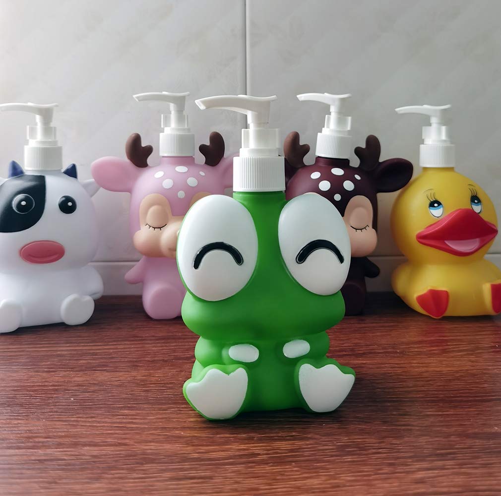 Hyever Frog Cow Cute Cartoon Animal Hand Soap Pump Lotion, Hand Soap, Shampoo, Shower Gel Dispenser, Suitable For Bathrooms, Kit