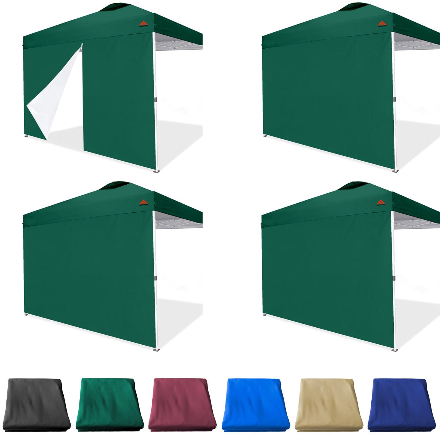 Jancanopy Sidewalls For 10X10 Pop Up Canopy Frame, 3 Pack Forest Green Sunwall And 1Pack Door Only, (With Zippers)