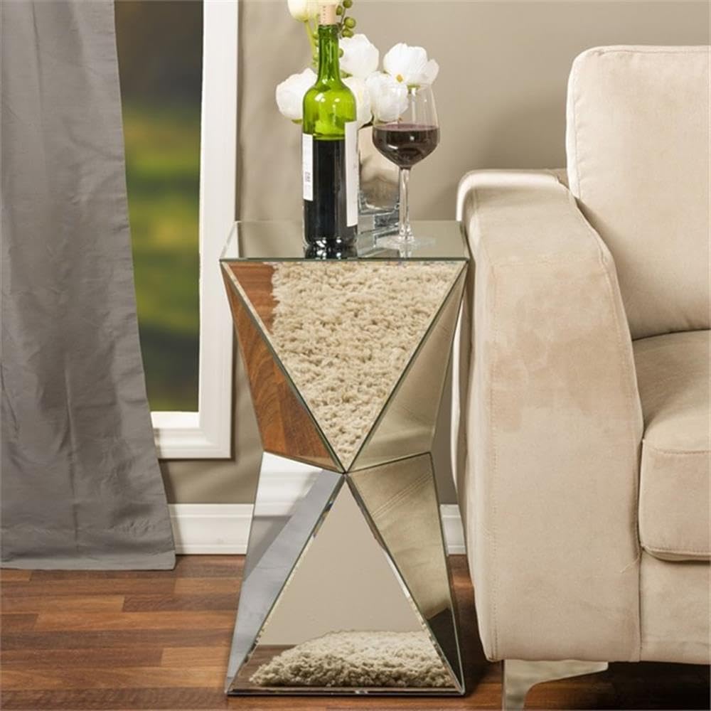 Baxton Studio Rebecca Contemporary Multi-Faceted Mirrored Side Table