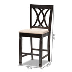 Baxton Studio Reneau Contemporary Fabric Cut-Out Back Counter Stool, Sand Brown and Espresso, 2-Pieces/Set (153-2PC-9595-HT)