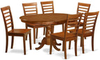 East West Furniture POML7-SBR-W 7 Piece Kitchen Set Consist of an Oval Table with Butterfly Leaf and 6 Dining Room Chairs, 42x60 Inch