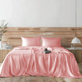 Candoury Satin Sheets Bed Set 4 Pcs, King Size Silky Bedding Set, Soft And Durable Pillowcase, Flat Sheet And Fitted Sheet, Hotel Luxury Bed Sheets Set(King, Blush)