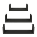 SRIWATANA Floating Shelves Wall Mounted, Solid Wood Wall Shelves, Black