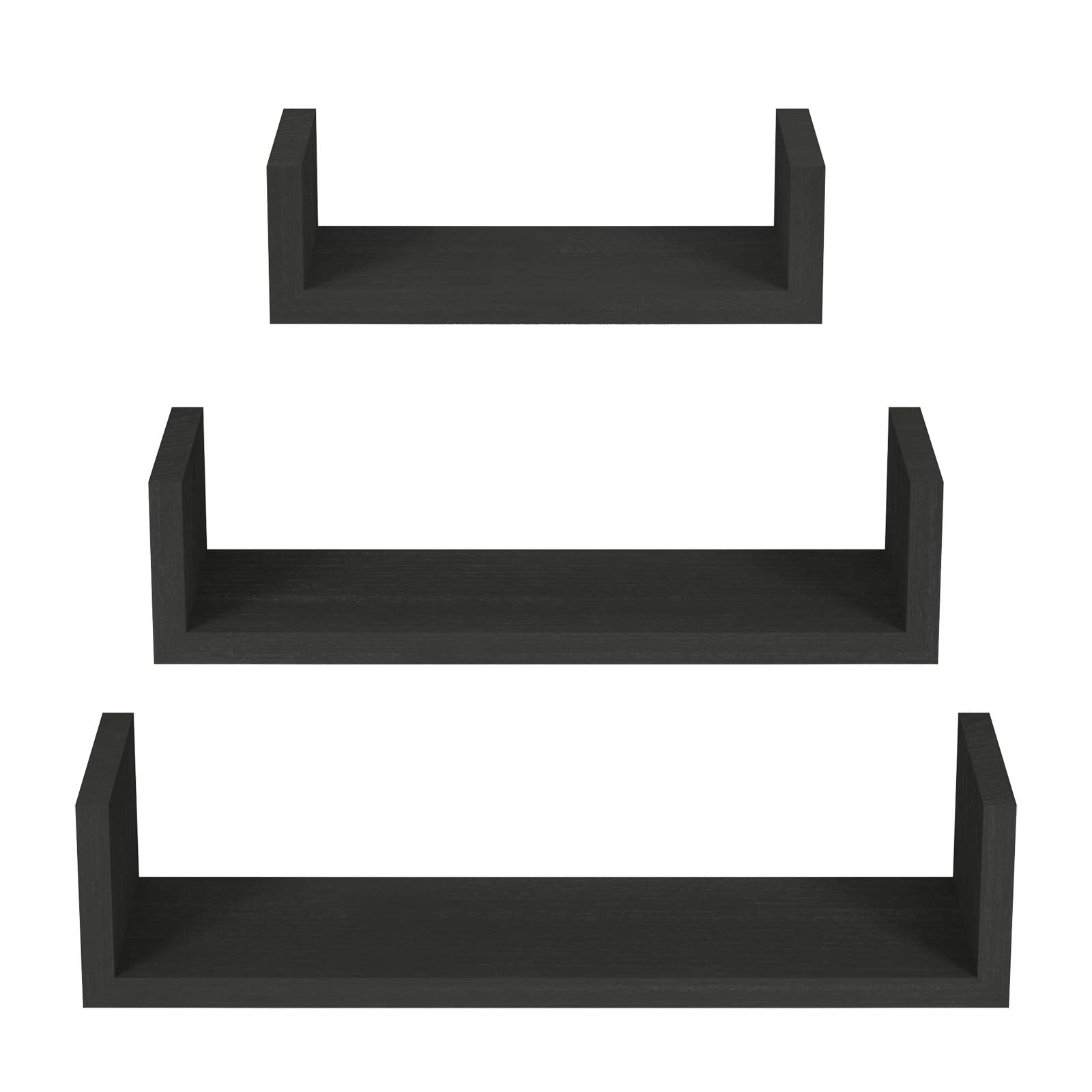 SRIWATANA Floating Shelves Wall Mounted, Solid Wood Wall Shelves, Black