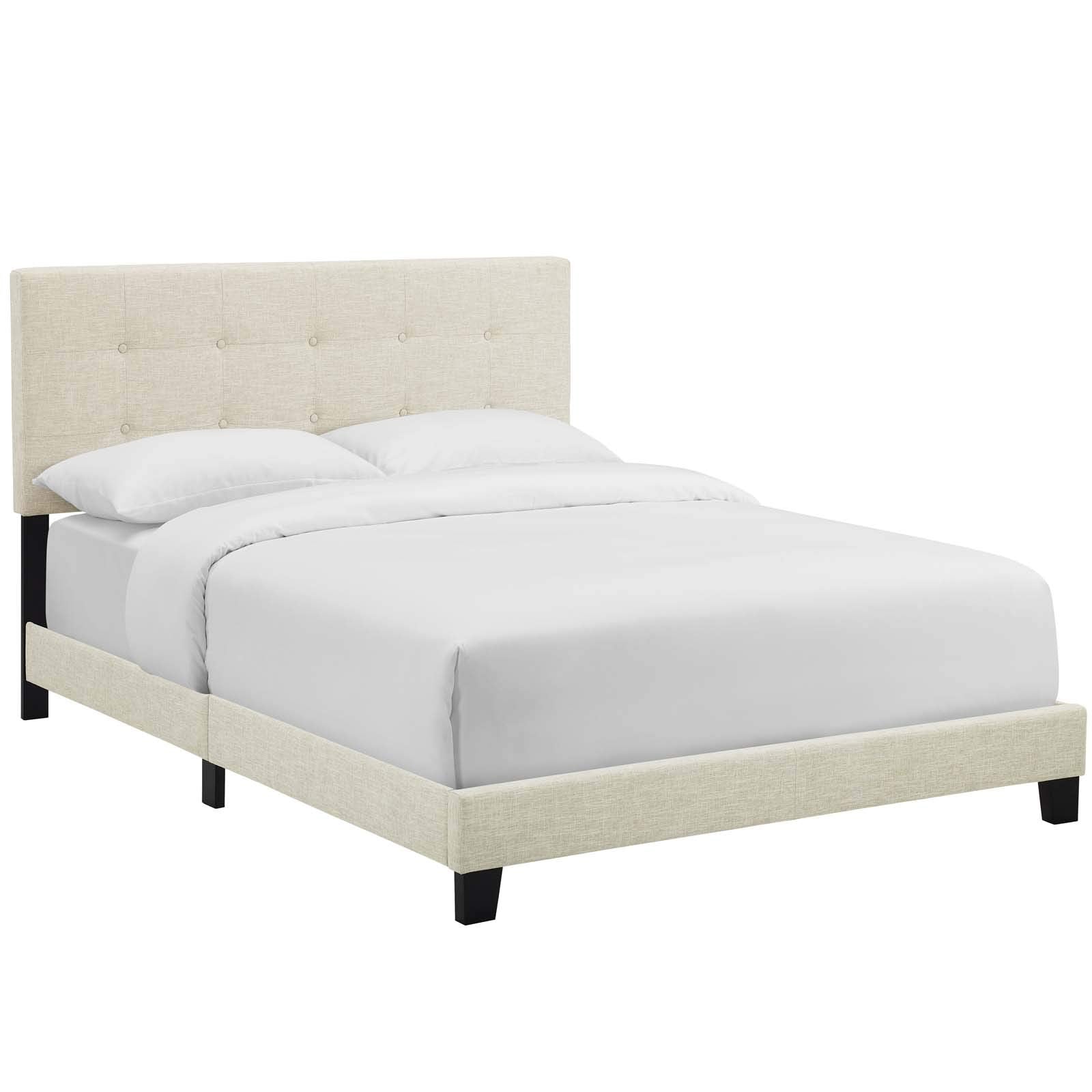 Modway Mod-6000-Bei Amira Tufted Fabric Upholstered Full Bed Frame With Headboard In Beige