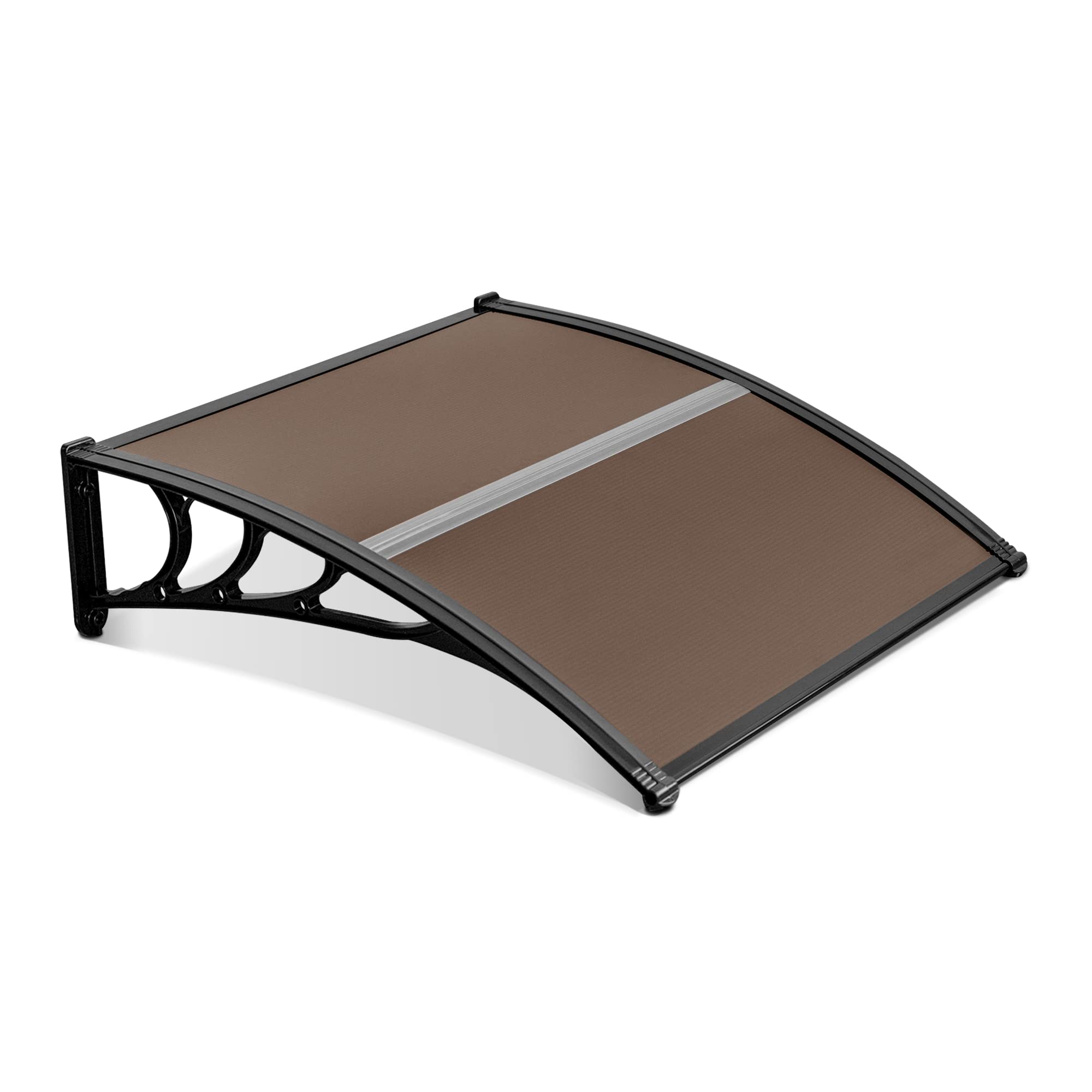 Mcombo 116 Inch / 78 Inch / 39 Inch Window Awning Outdoor Polycarbonate Hollow Sheet Door Patio Canopy (40'X40', Dark Brown Ca