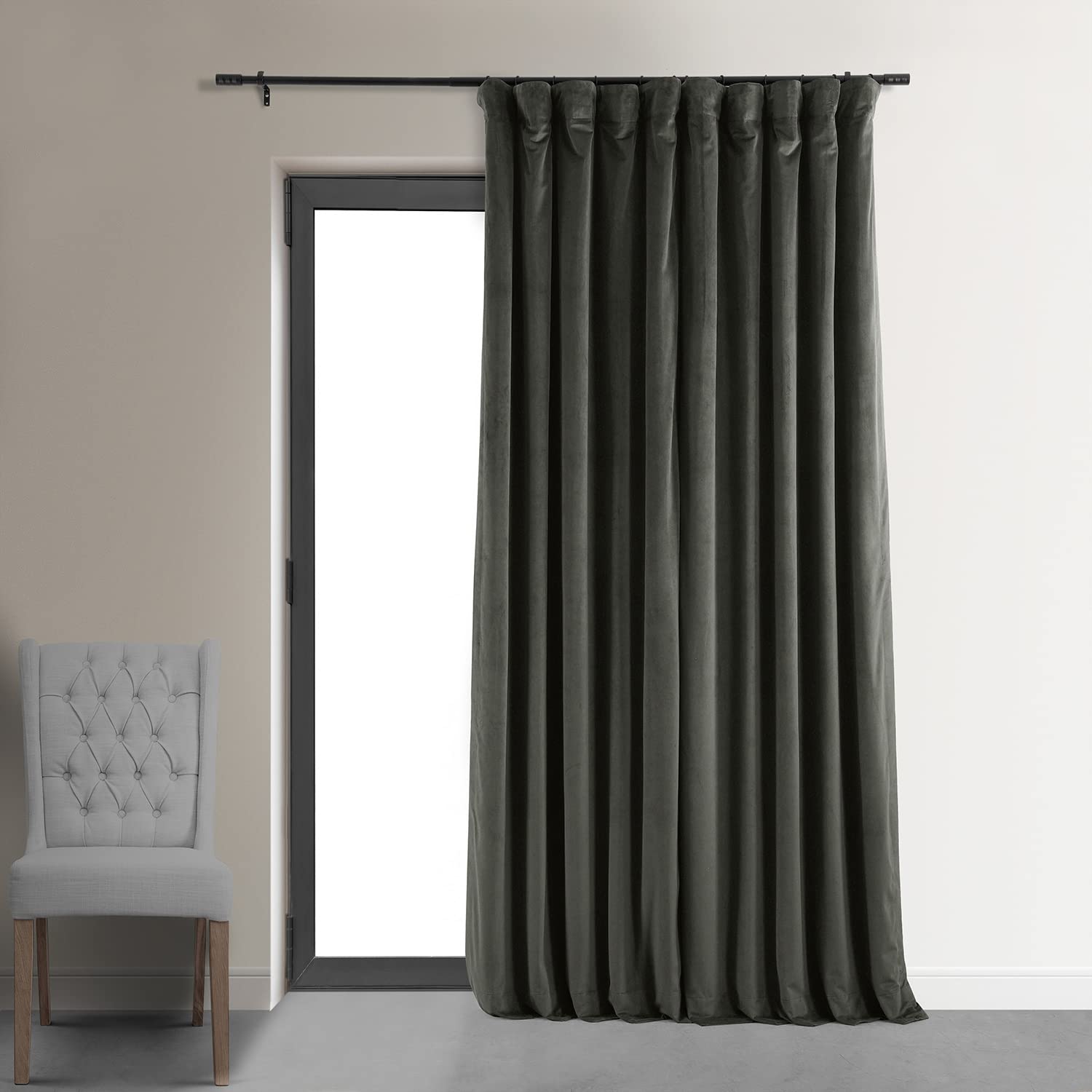 Hpd Half Price Drapes Signature Velvet Thermal Blackout Curtains For Living Room 96 Inch Long (1 Panel) Rod Pocket Insulated Blackout Curtains For Bedroom Window Curtains, 100W X 96L, Gunmetal Grey