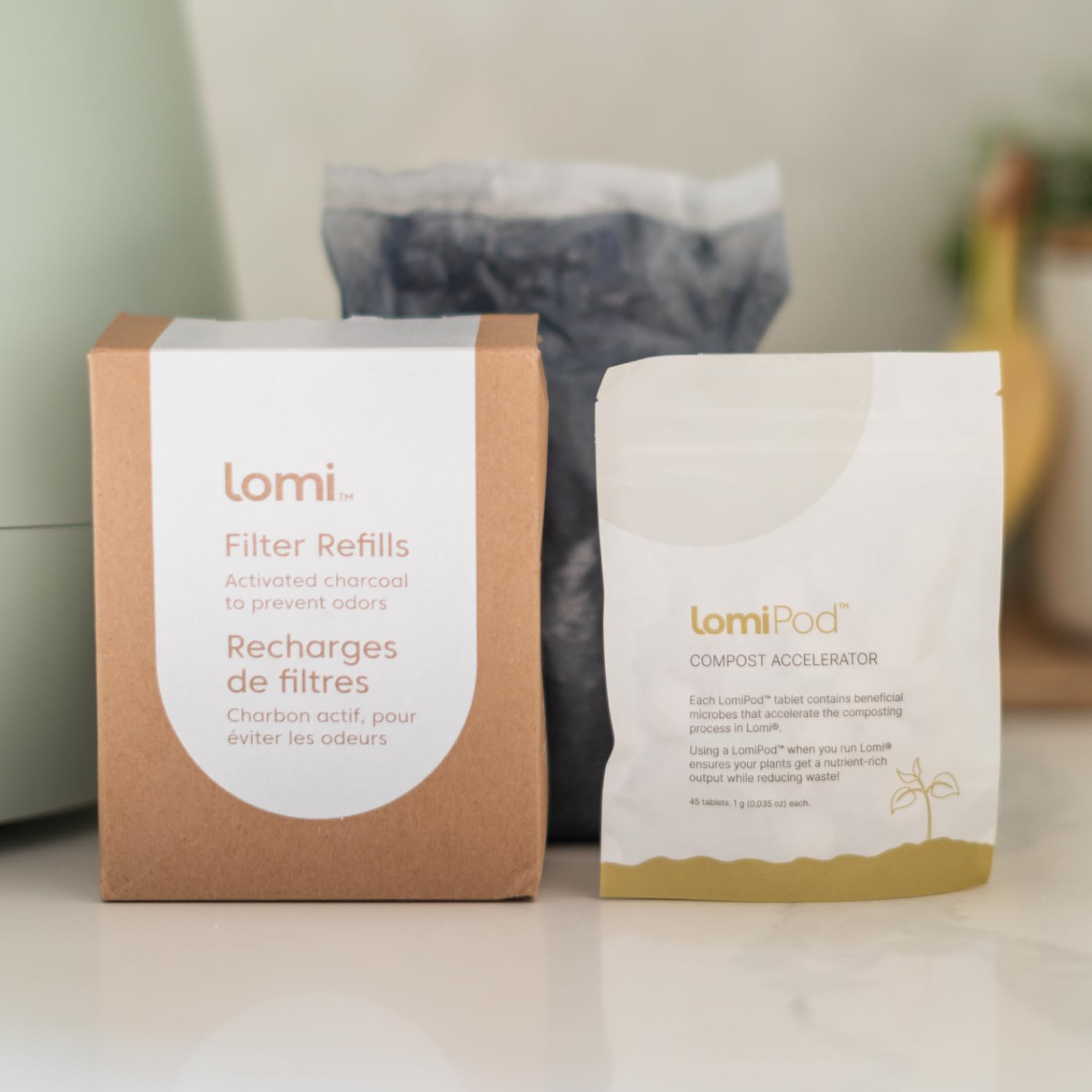 Lomi Pods & Filters Bundle | Lomi Pods Turn Your Food Scraps Into Nutrient-Rich Plant Food. | Activated Charcoal Lomi Filter Ref