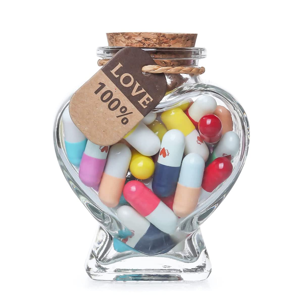 Hefonti Capsule Message in a Bottle - 50pcs Cute Capsule Pills Gift for Girlfriend Boyfriend Women Wife Husband, Love Pills Lett