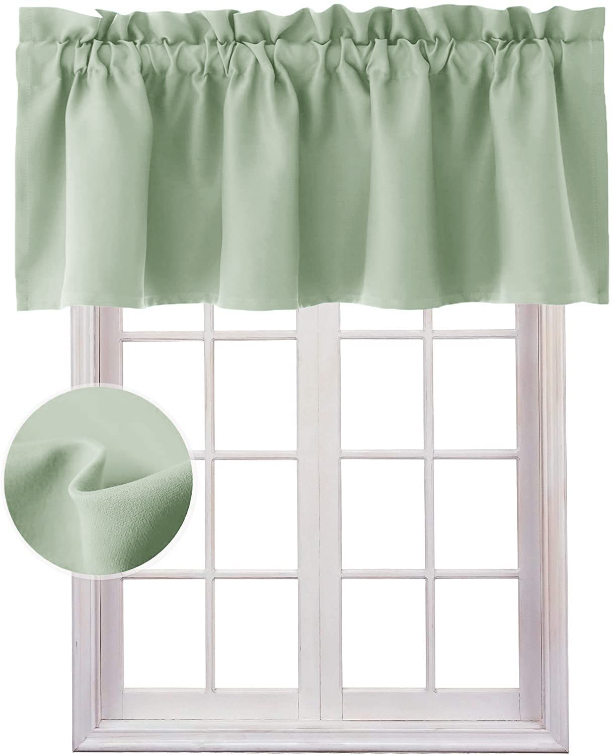 Hiasan Valance Curtains For Kitchen Blackout Thermal Insulated Solid Window Curtain Valance, Seafoam Green, 42 X 18 Inches, 1 Panel