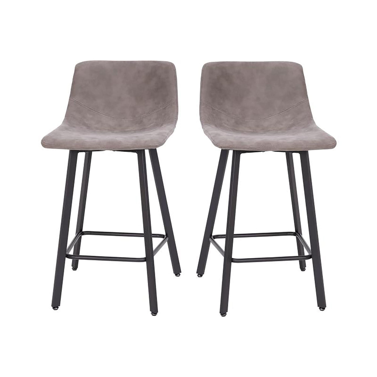 Flash Furniture Caleb Modern Armless 24 Inch Counter Height Stools Commercial Grade with Footrests and Matte Metal Frames, Set of 2