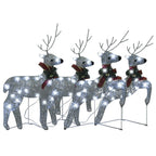 Vidaxl Christmas Reindeers 4 Pcs, Christmas Lighting Display With 80 Leds, Xmas Decoration For Indoor Outdoor, Holiday Ornament, Modern Style, Silver