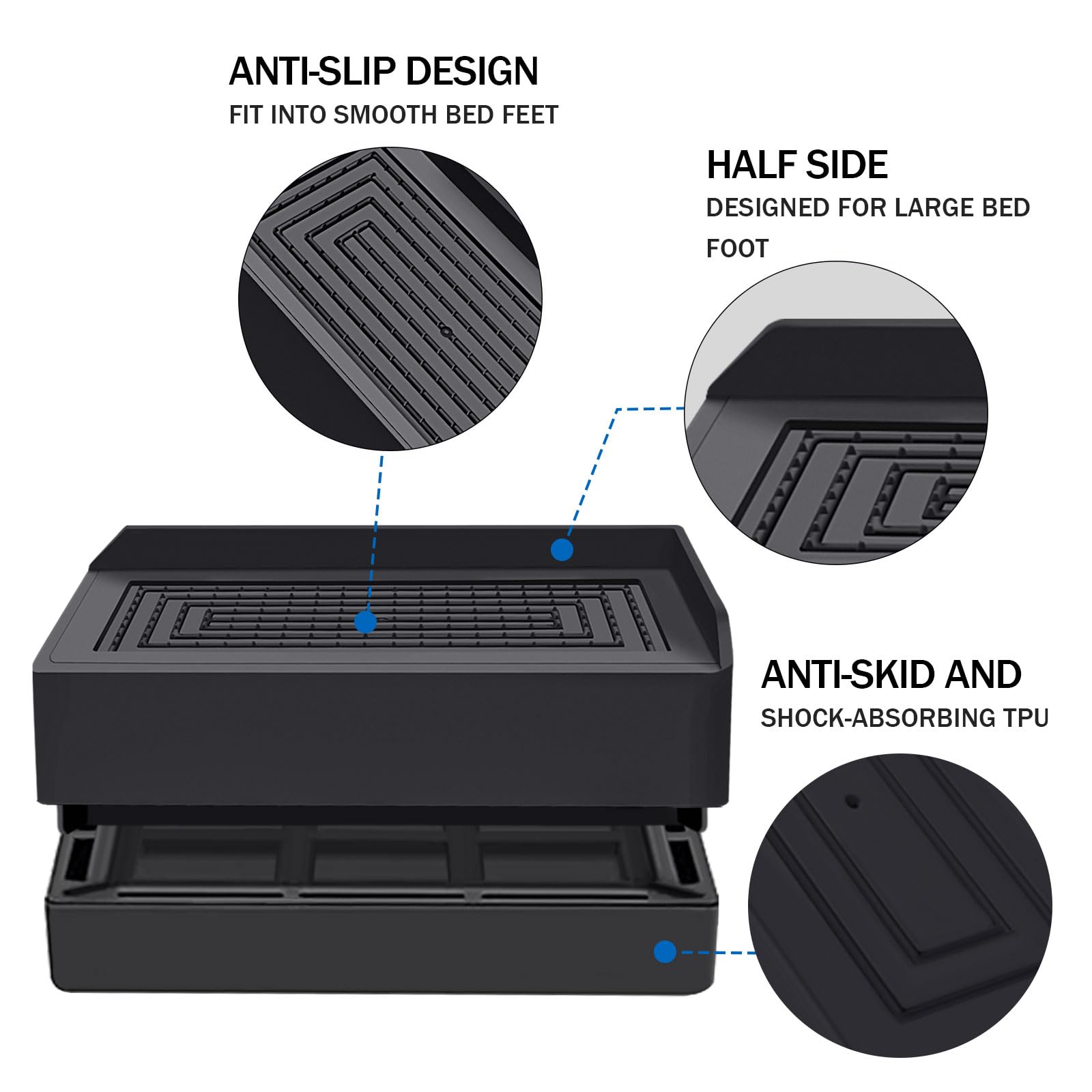 Annkut 1.5 Inch Furniture Risers, Rectangle Adjustable Risers Blocks For Bed Sofa Table And Couch Lifting,Heavy Duty Support Up