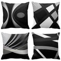 Emvency Set Of 4 Black Throw Pillow Covers Modern Abstract Grey Stripes Gray White Acrylic Bold Decorative Pillow Cases Home Dec