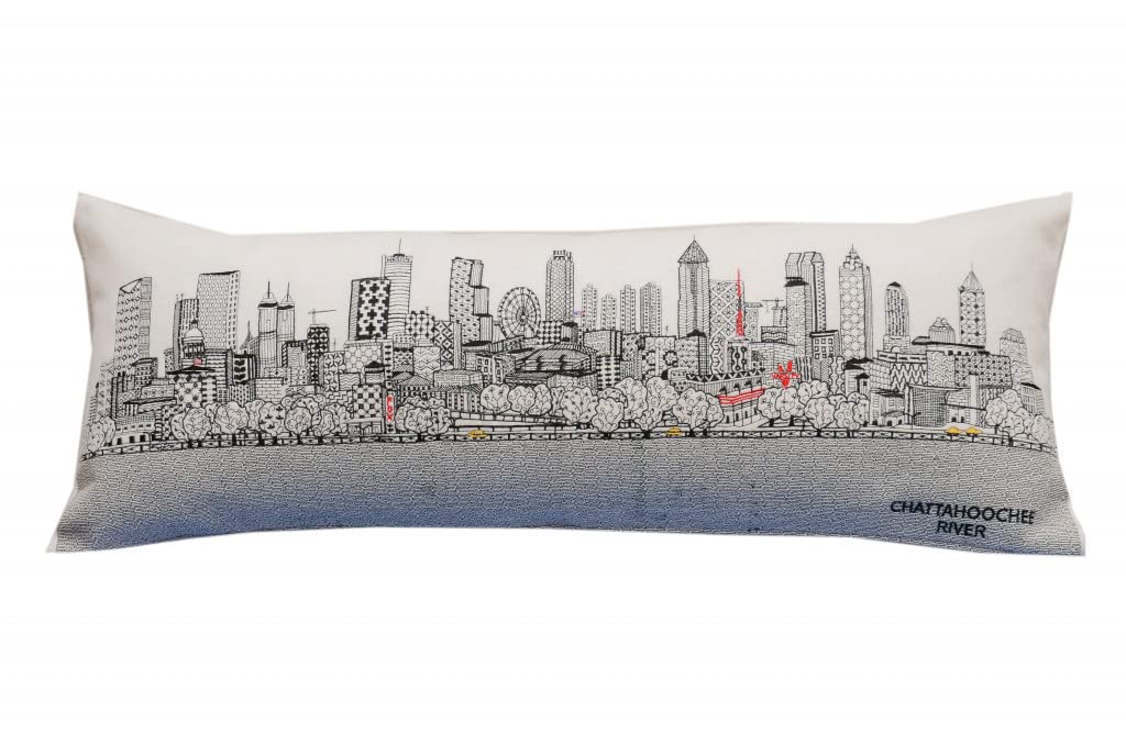 HomeRoots Cream 35' White Atlanta Daylight Skyline Lumbar Decorative Pillow