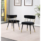Best Master Furniture Aireys Black Velvet Armless Chair with Gold Accents (Set of 2)