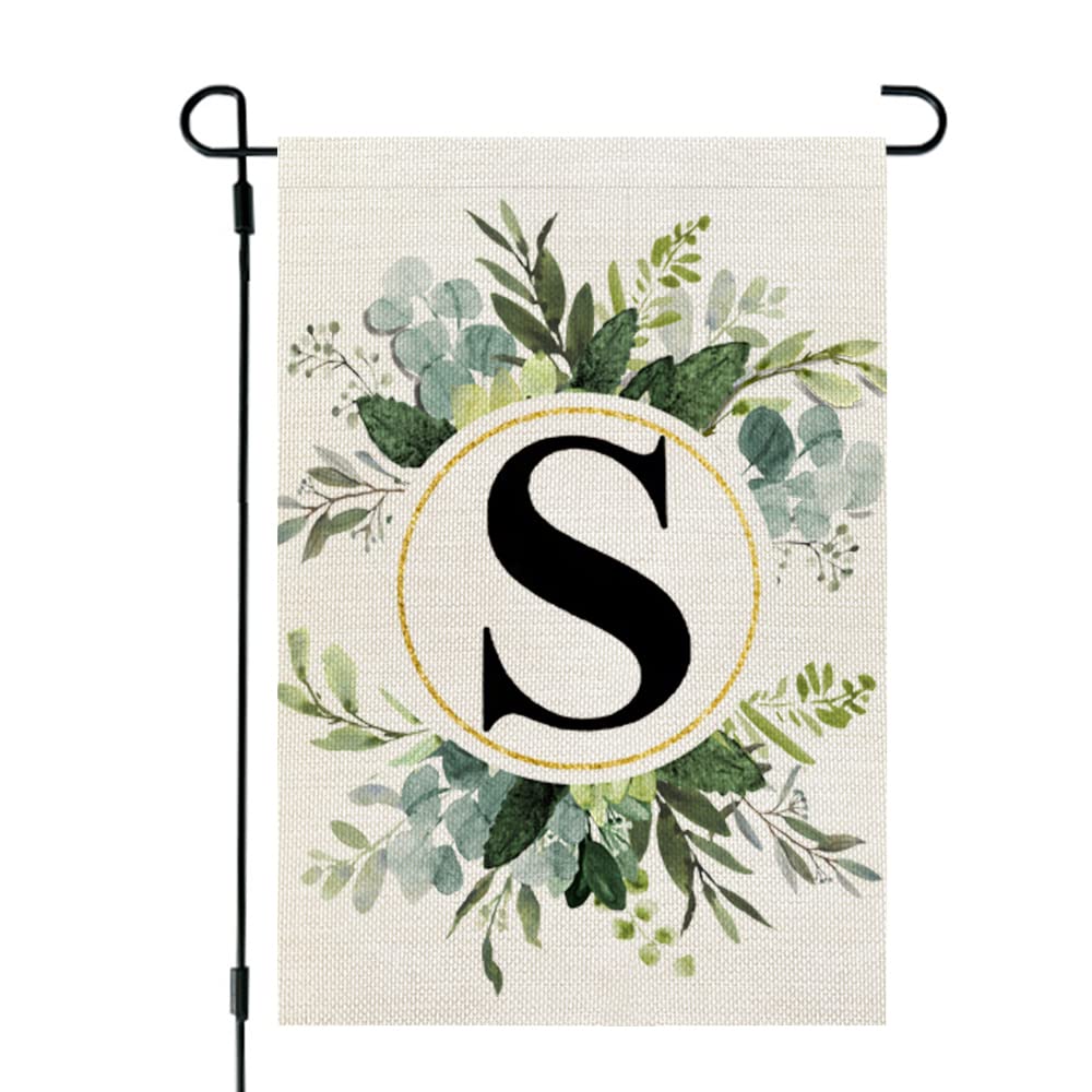 Crowned Beauty Monogram Letter S Garden Flag Floral 12X18 Inch Double Sided For Outside Small Burlap Family Last Name Initial Ya