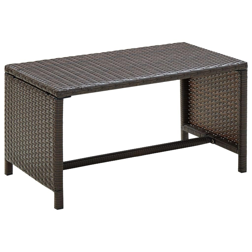 vidaXL-Poly Rattan Coffee Table/Brown-Outdoor Furniture-Stable Steel Frame-Easy to Clean-Rectangular Shape-Dimensions: 27.6x15.7