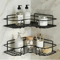 Corner Bathroom Shelf, Wall Mounted, No Drilling Adhesive, Black Metal Shower Caddy Organiser