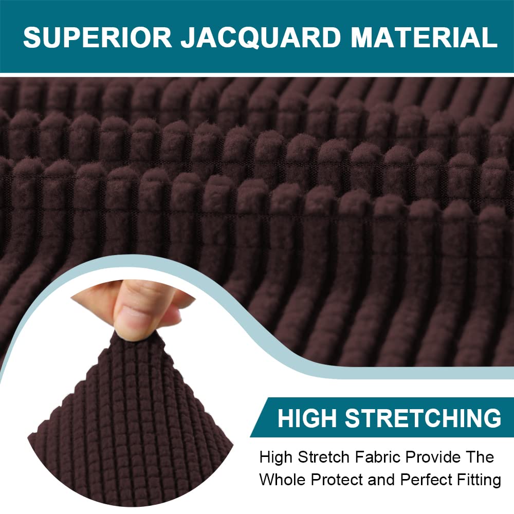 Turquoize 3 Piece T Cushion Sofa Slipcovers Sofa Cover For T Cushion Sofa Couches Stretch Couch Cover Furniture Covers With 2 Individual T Cushion Covers, Machine Washable (2 Cushion Sofa, Brown)