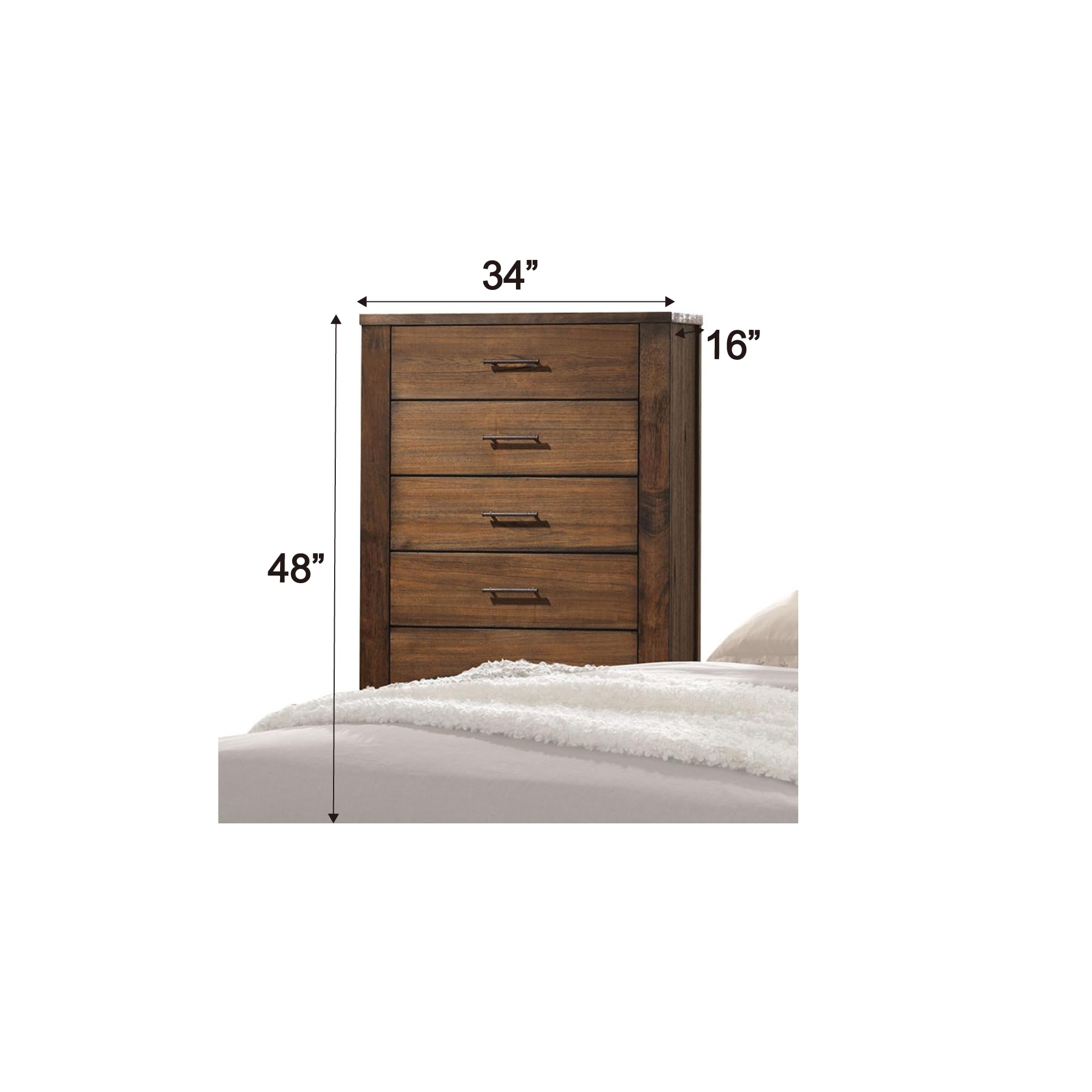 Acme Furniture Merrilee 5 Drawer Chest in Oak