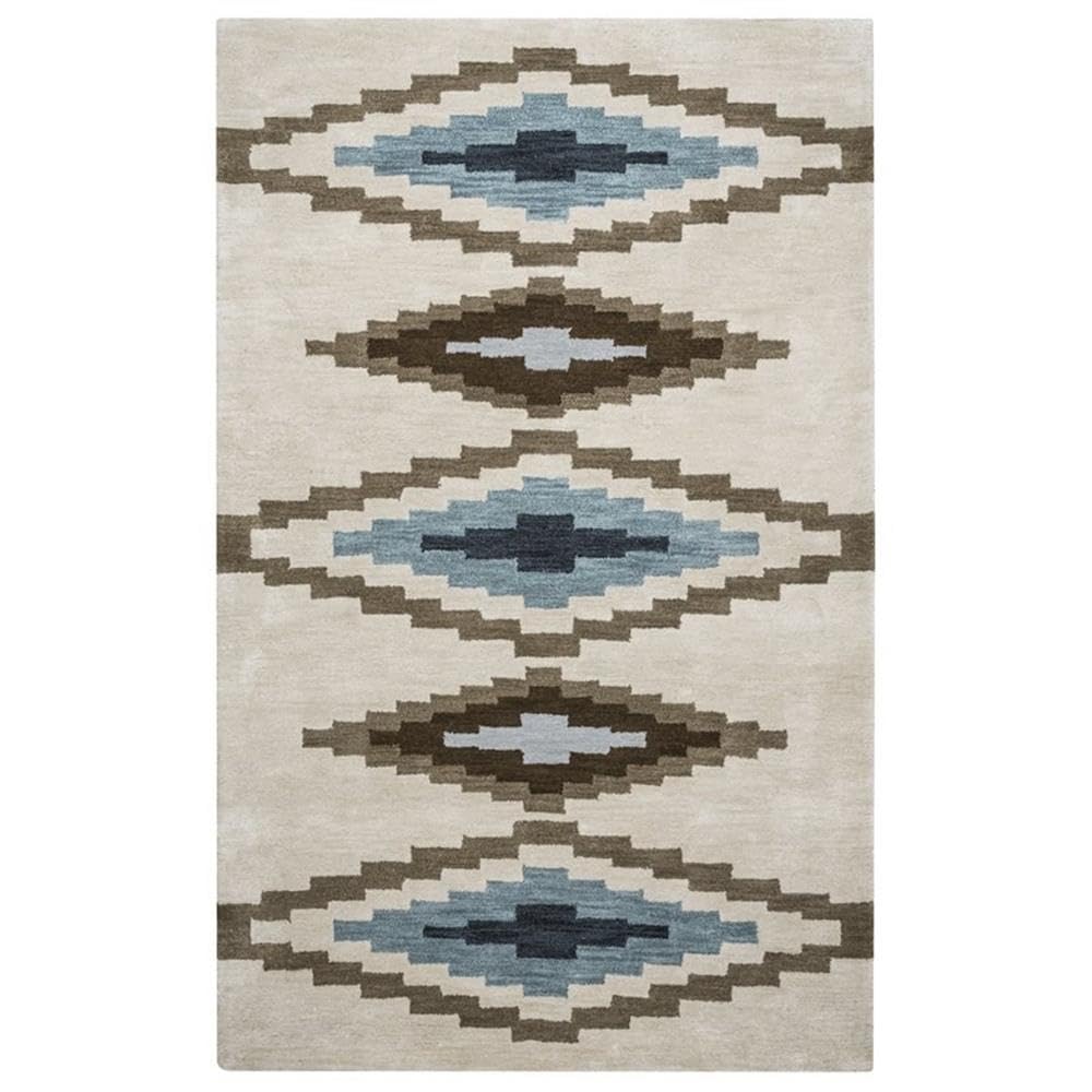 Rizzy Home Alora Decor Pueblo 9' X 12' Tribal Beige/Navy/Blue/Brown Hand-Tufted Area Rug