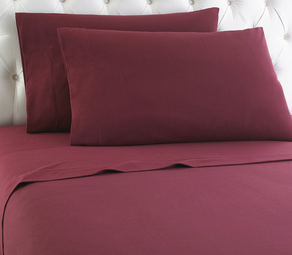 Shavel Home Products Micro Flannel Solid Sheet Set, Wine