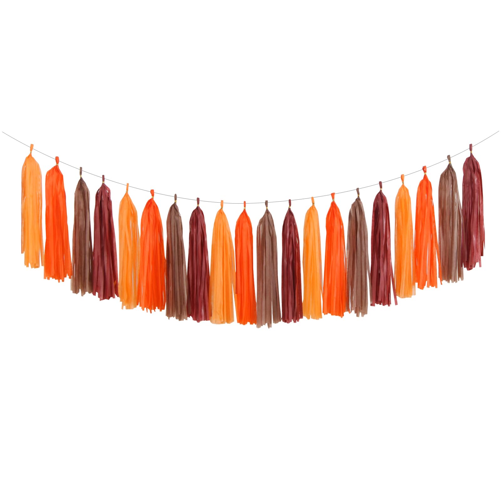 Brown Burgundy Orange Party-Decorations Tassel-Garland - 20pcs Fall Autumn Thanksgiving Harvest Tassels, Rustic Boho Wedding Bir