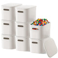 KisSealed 8 Pack White Storage Bins With Lids, Stackable Plastic Organizers